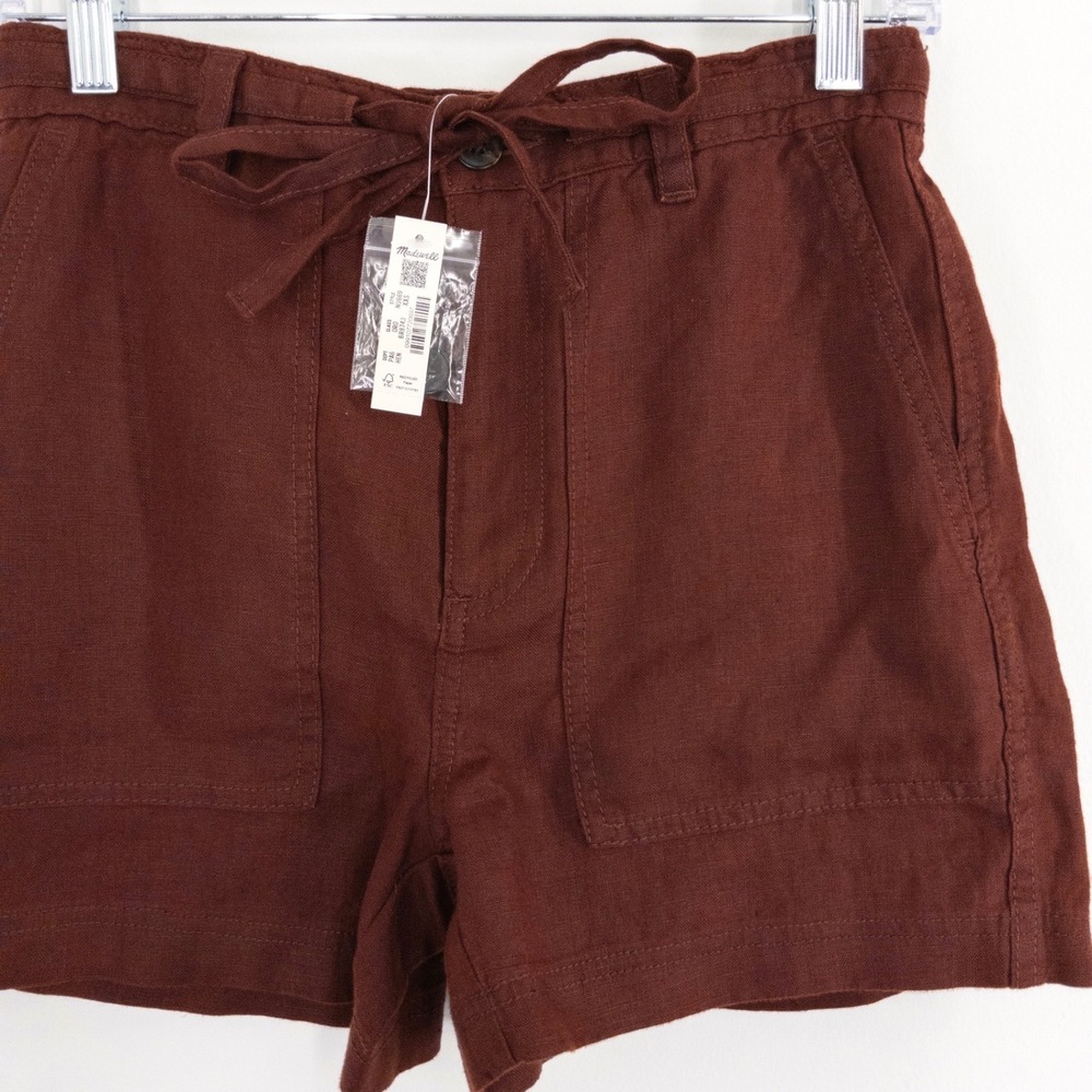 NEW‎ Madewell 100% Linen Pull-On Drawstring Utility Shorts Henna XXS NWT NU669